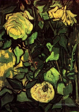 Roses et Beetle Vincent van Gogh Peinture à l'huile